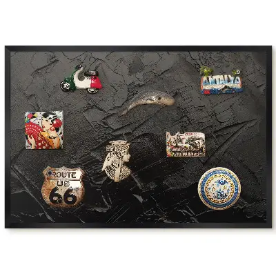 Tableau magnétique avec motif coups de pinceau noirs effet texturé