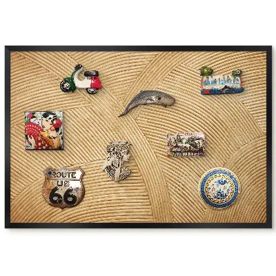 Tableau magnétique décoratif avec cadre et motifs harmonieux aux textures multidimensionnelles