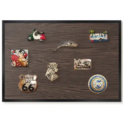 Tableau magnétique décoratif avec cadre imitation bois naturel sans motifs
