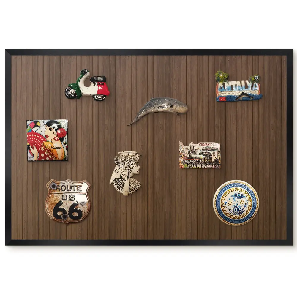 Tableau magnétique décoratif avec cadre en bois naturel