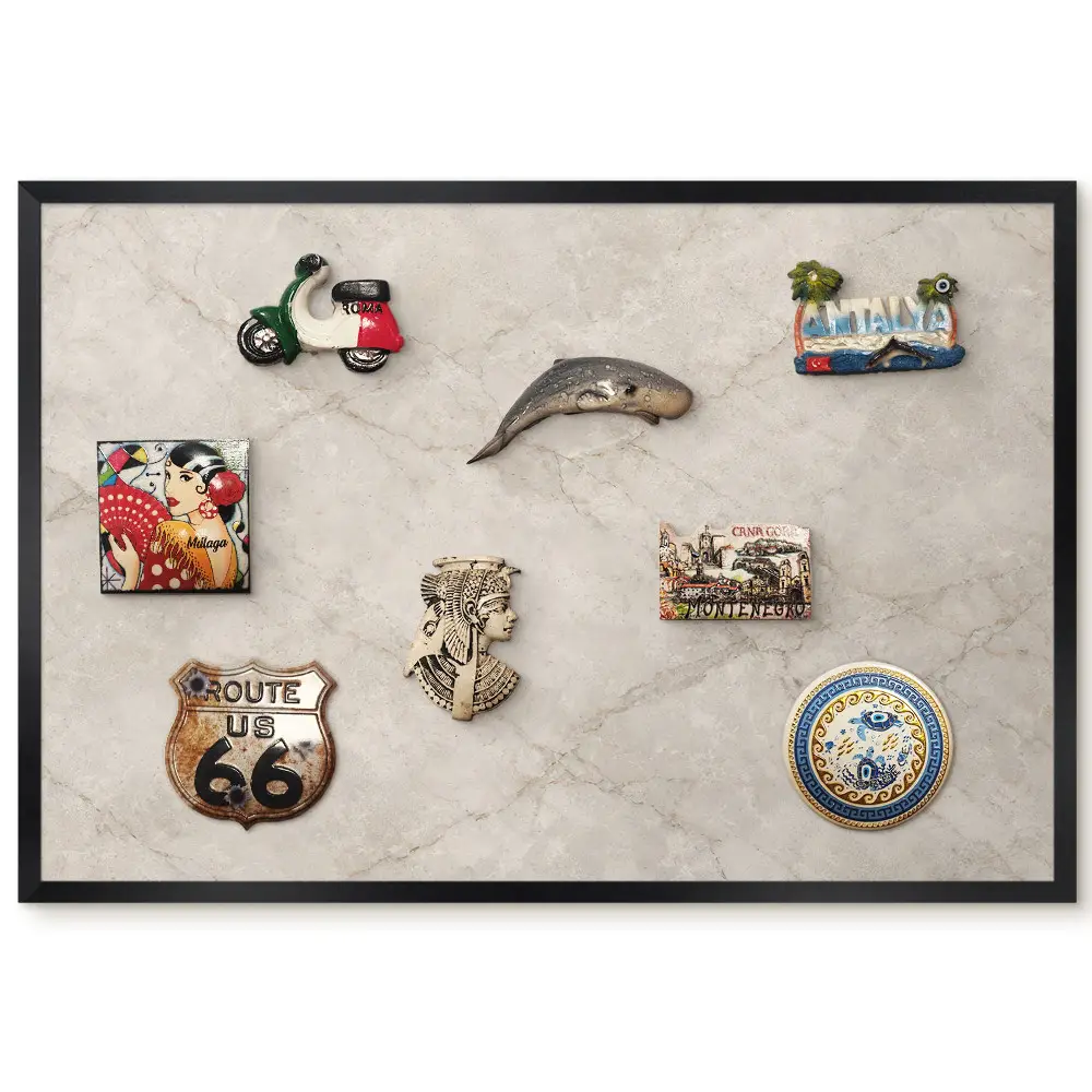 Tableau magnétique décoratif avec cadre motif marbré élégant