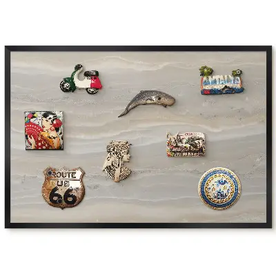 Tableau magnétique pour aimants motif marbré vagues grises et beiges