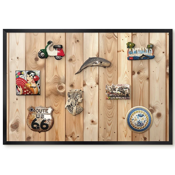 Tableau magnétique en bois au grain apparent