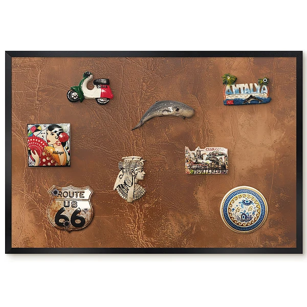 Tableau magnétique pour collection d'aimants dans des tons bruns avec une texture organique