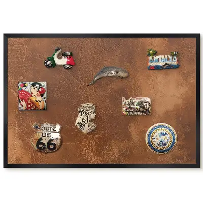 Tableau magnétique pour collection d'aimants dans des tons bruns avec une texture organique