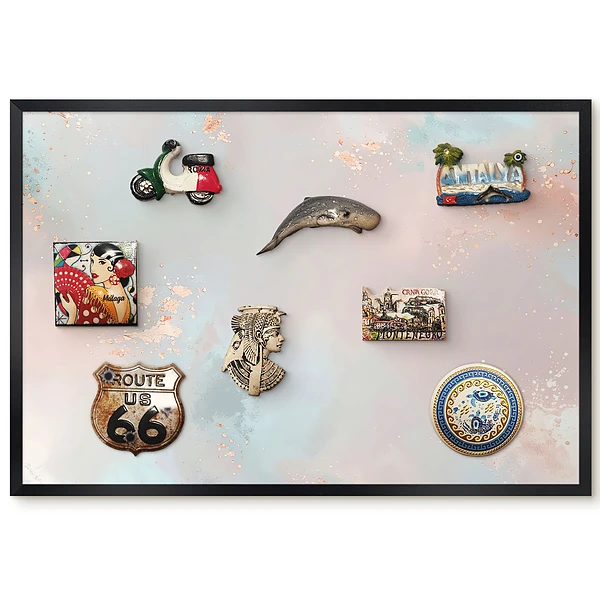 Tableau magnétique pour collection d'aimants motif taches pastel et flous délicats