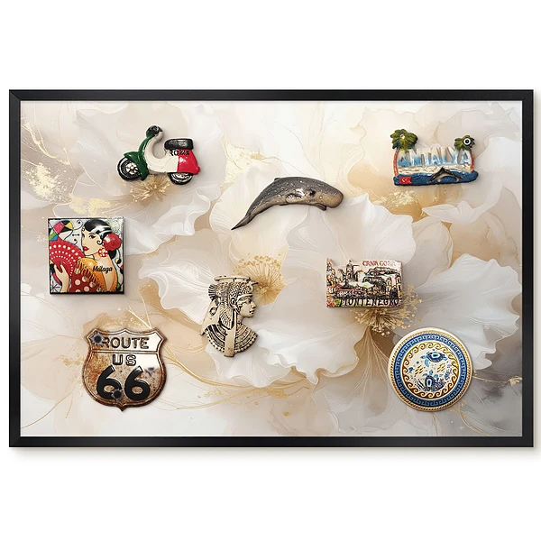 Tableau magnétique motif fleurs délicates aux teintes pastel