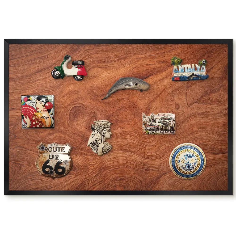 Tableau pour collection d'aimants aspect bois chaleureux