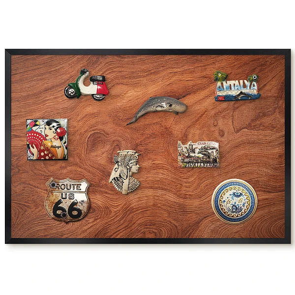 Tableau pour collection d'aimants aspect bois chaleureux