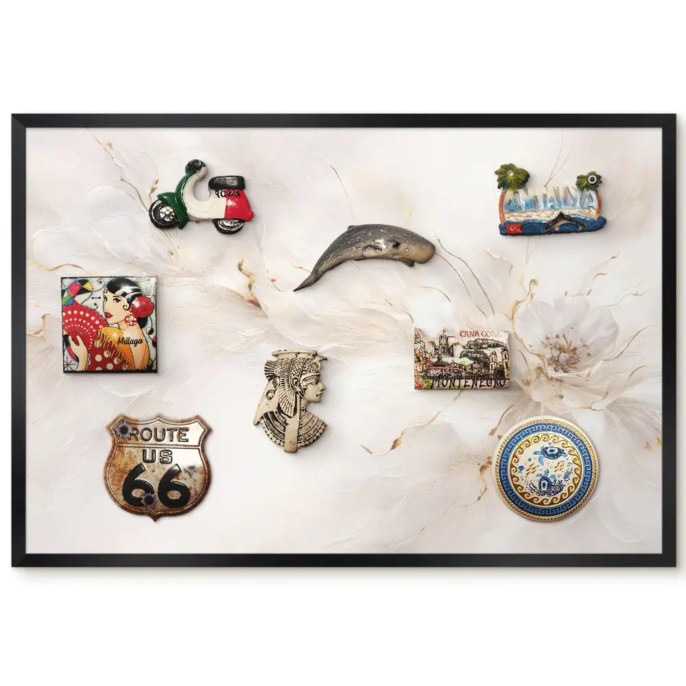 Tableau magnétique décoratif avec cadre motif floral élégant