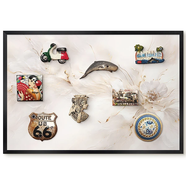 Tableau magnétique décoratif avec cadre motif floral élégant