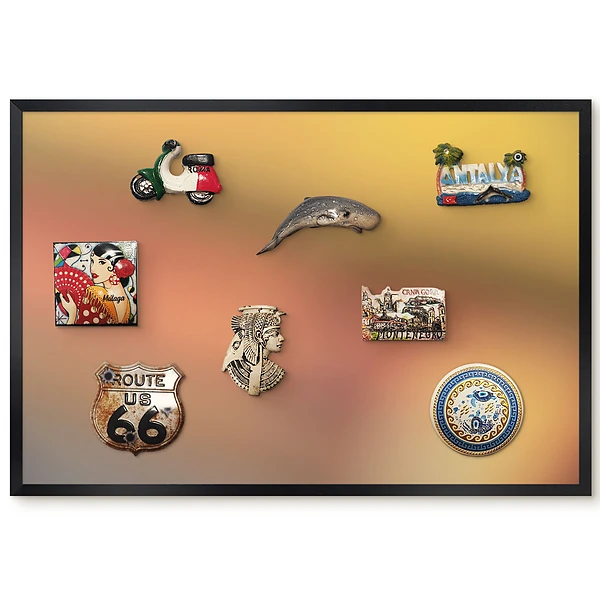Tableau magnétique décoratif avec cadre motif dégradé jaune chaud et orange