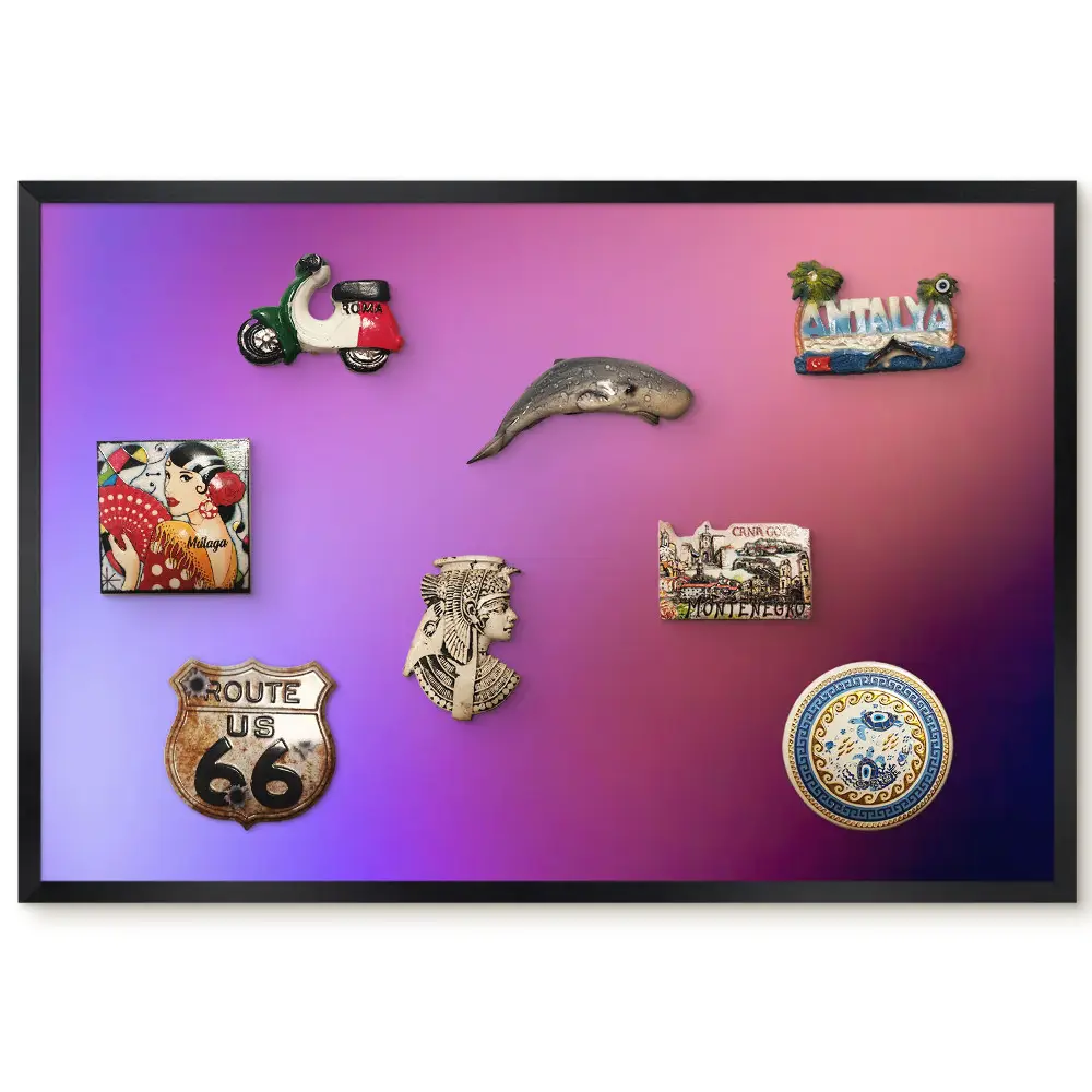 Tableau magnétique décoratif avec cadre dégradés de violet et rose