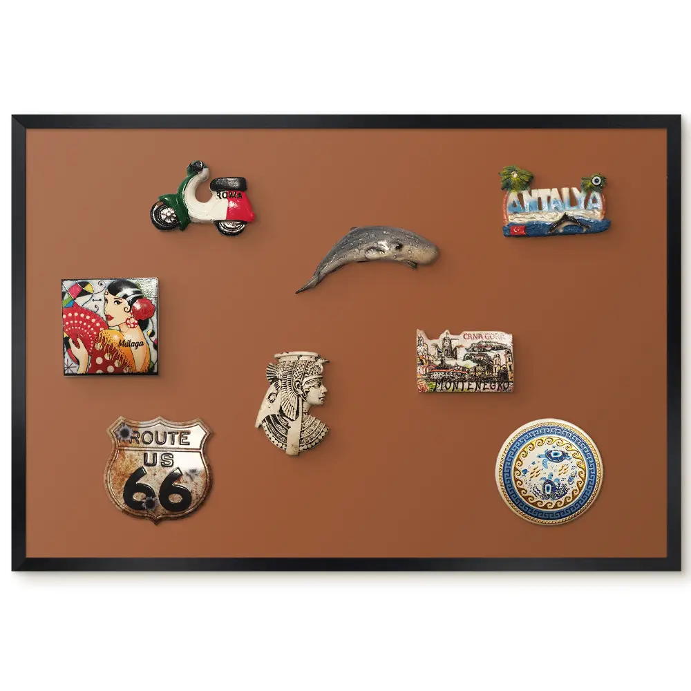 Tableau magnétique décoratif avec cadre motif brun uni chaud