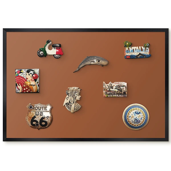 Tableau magnétique décoratif avec cadre motif brun uni chaud