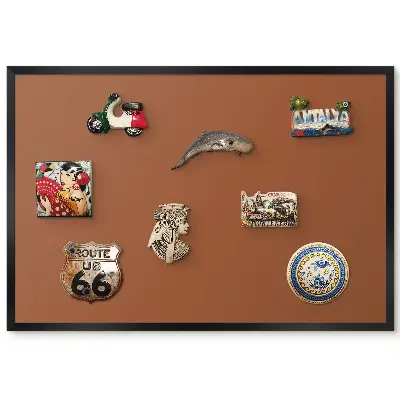 Tableau magnétique décoratif avec cadre motif brun uni chaud