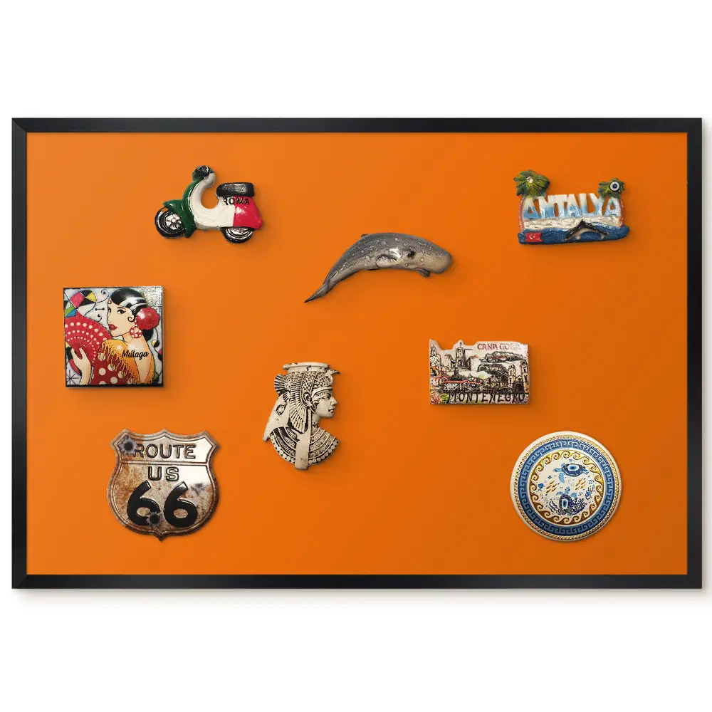 Tableau magnétique pour collection d'aimants couleur orange uni