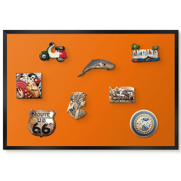 Tableau magnétique pour collection d'aimants couleur orange uni