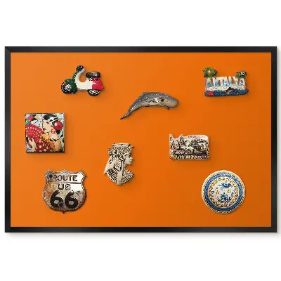 Tableau magnétique pour collection d'aimants couleur orange uni