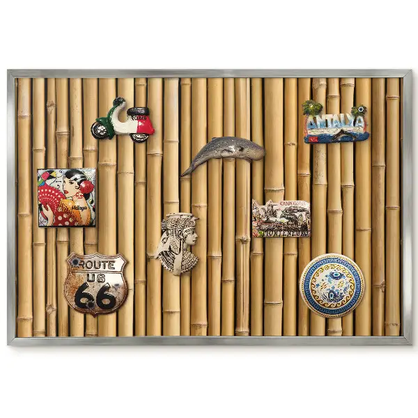 Panneau pour aimants souvenirs style pousses de bambou verticales dans des tons chauds