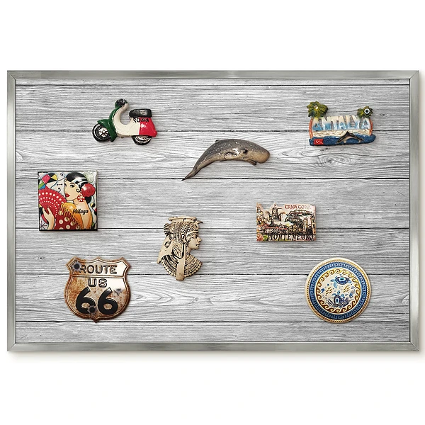 Panneau pour aimants souvenirs avec motif bois gris naturel et élégant