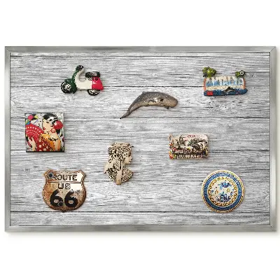 Panneau pour aimants souvenirs avec motif bois gris naturel et élégant