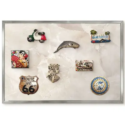 Tableau magnétique encadré motif élégant en marbre beige