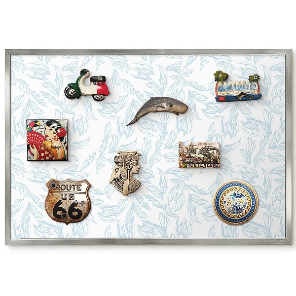 Panneau pour aimants souvenirs à motif végétal sur fond bleu
