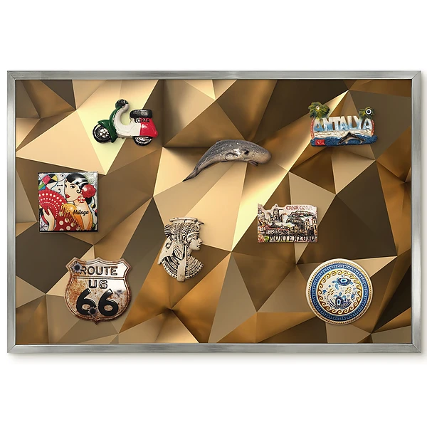 Panneau pour aimants souvenirs à motif de cristaux géométriques aux couleurs chaudes