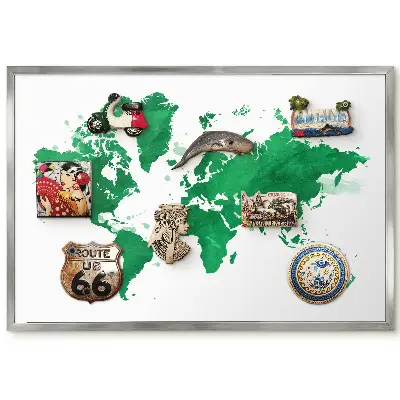 Tableau magnétique encadré Carte aquarelle dans des tons de vert