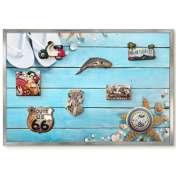 Panneau pour aimants souvenirs motif bord de mer avec tongs et étoiles de mer