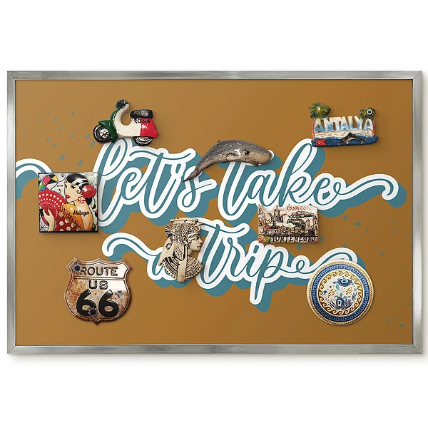 Panneau pour aimants souvenirs avec typographie joyeuse sur fond beige