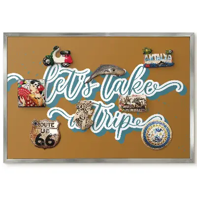 Panneau pour aimants souvenirs avec typographie joyeuse sur fond beige