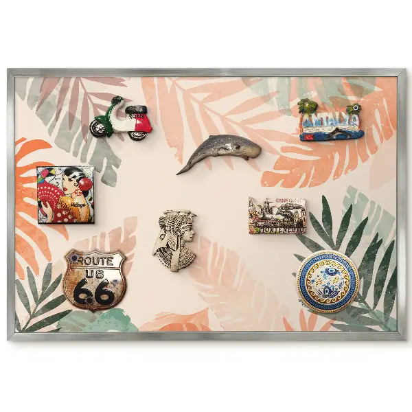 Panneau pour aimants souvenirs aux motifs de feuilles aux couleurs pastel chaudes