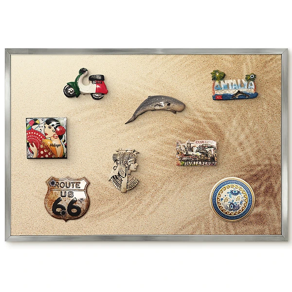 Tableau magnétique encadré motif feuilles de palmier dans le sable