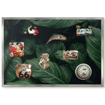 Panneau pour aimants souvenirs avec motif de feuilles vertes détaillées