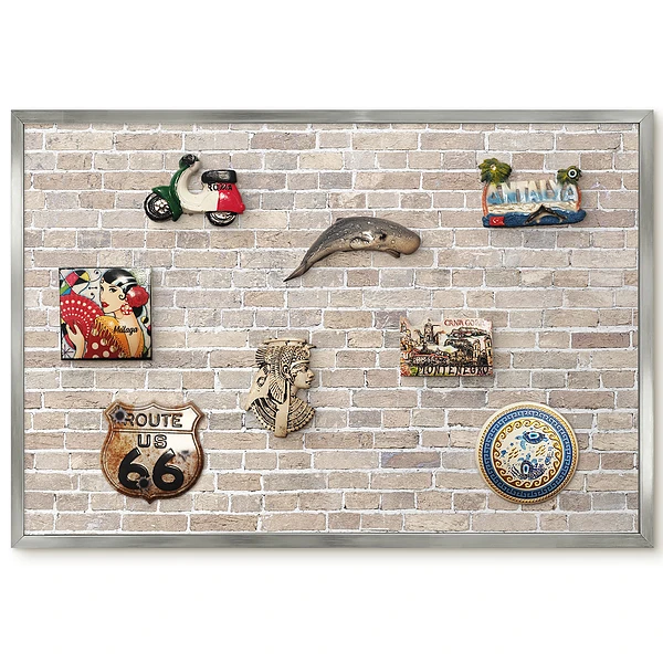 Tableau magnétique encadré Mur de briques aux teintes beiges