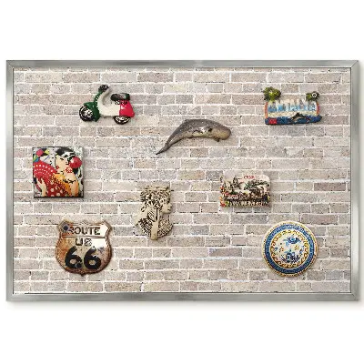 Tableau magnétique encadré Mur de briques aux teintes beiges
