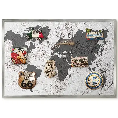 Tableau magnétique encadré Carte du monde avec textures subtiles en arrière-plan