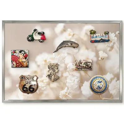 Panneau pour aimants souvenirs à motifs de fleurs délicates sur fond beige