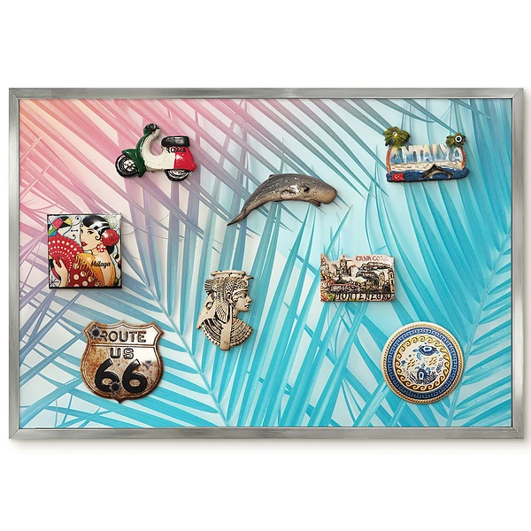 Panneau pour aimants souvenirs motif feuilles de palmier aux couleurs pastel