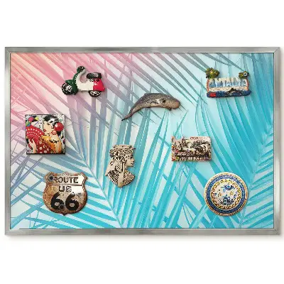 Panneau pour aimants souvenirs motif feuilles de palmier aux couleurs pastel