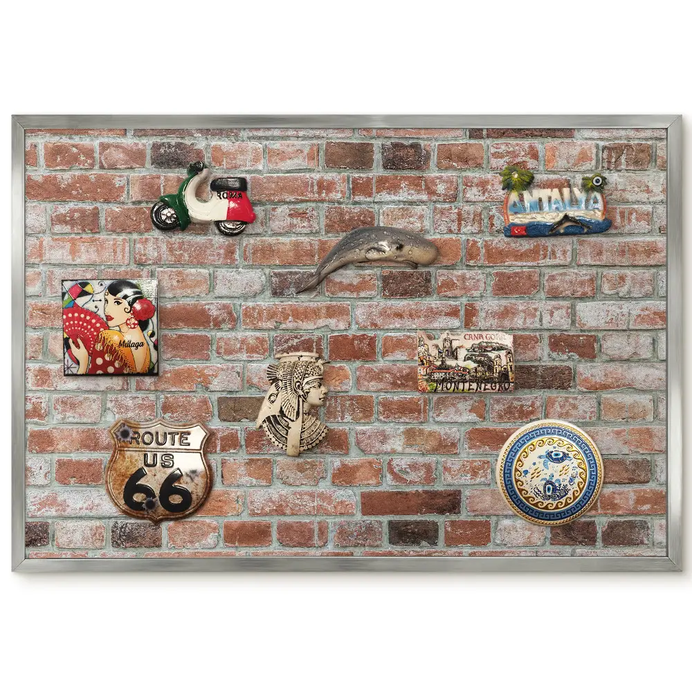 Panneau pour aimants souvenirs motif brique rustique aux teintes chaudes