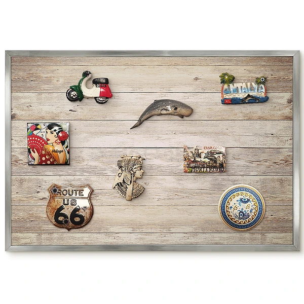Tableau magnétique encadré avec texture de vieilles planches en bois rustique