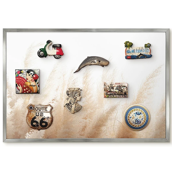 Panneau pour aimants souvenirs motif plumes d'herbe éthérées beige