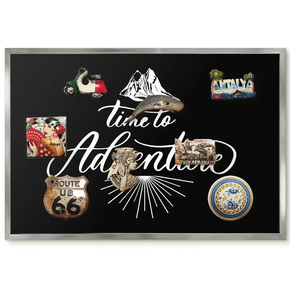 Panneau pour aimants souvenirs avec motif de montagne et typographie élégante