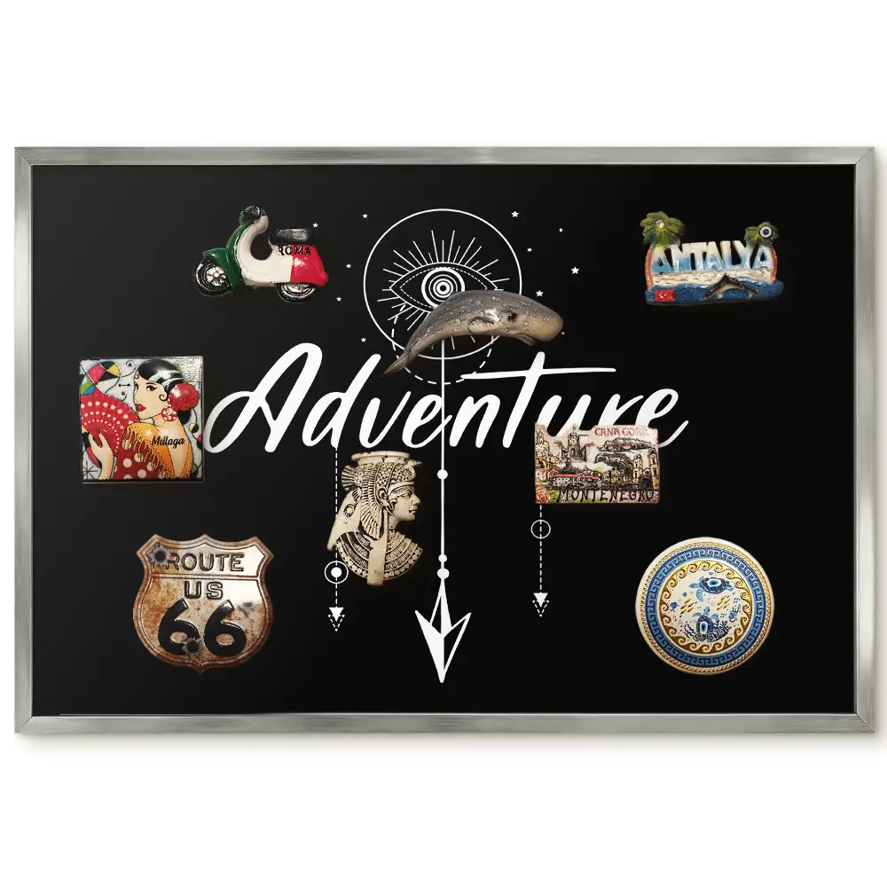Panneau pour aimants souvenirs avec inscription contrastée et motif mystérieux