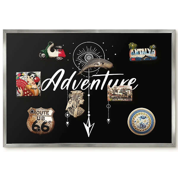 Panneau pour aimants souvenirs avec inscription contrastée et motif mystérieux