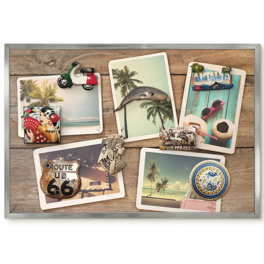 Panneau pour aimants souvenirs style cartes postales rétro tropicales