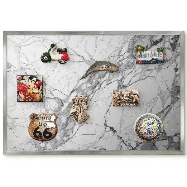 Tableau magnétique encadré motif marbre gris et blanc élégant